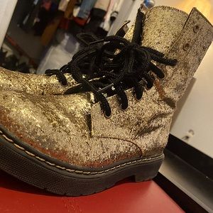 Made in England gold glitter Dr Martens, circa 1995, in perfect condition